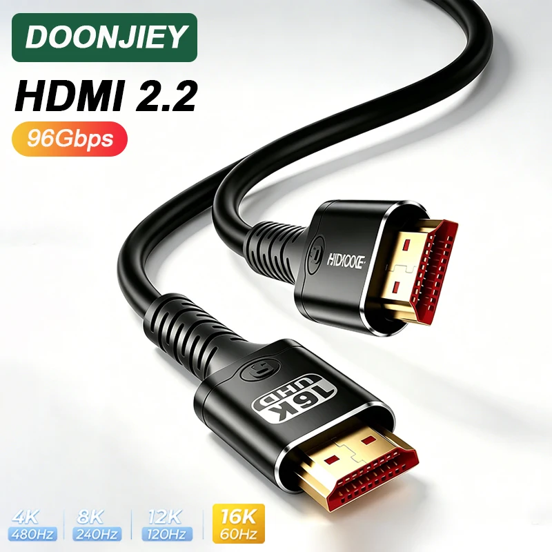 DOONJIEY HDMI 2.2 Silicone Cable 16K60Hz Ultra High Speed 96Gbps Super Soft Video Audio Cord for PS5 Xbox Monitor TV Projector