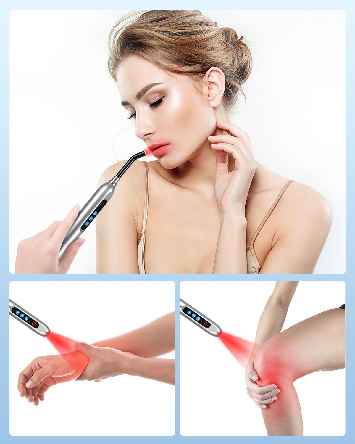 Red Light Therapy for Cold Sore Canker Sore 660nm 850nm Near Infrared LED Light Therapy Device Narrow Beam for Oral Sore Problem