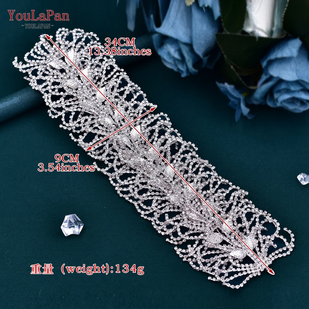 YouLaPan Shiny Rhinestones Headband Bridal Headpiece Wedding Hair Accessories for Bride Women Tiara Handmade Hair Jewelry HP386