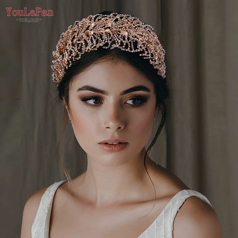YouLaPan Shiny Rhinestones Headband Bridal Headpiece Wedding Hair Accessories for Bride Women Tiara Handmade Hair Jewelry HP386