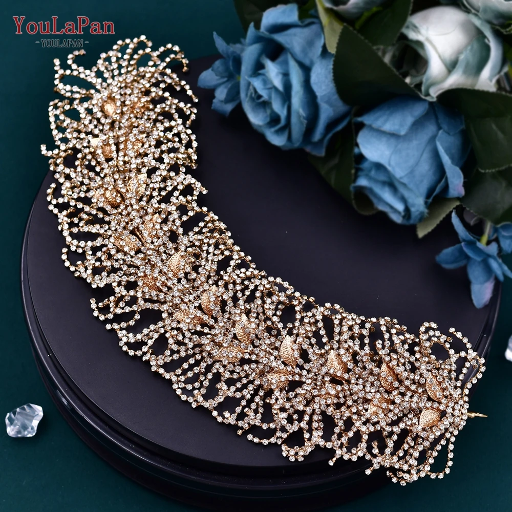 YouLaPan Shiny Rhinestones Headband Bridal Headpiece Wedding Hair Accessories for Bride Women Tiara Handmade Hair Jewelry HP386