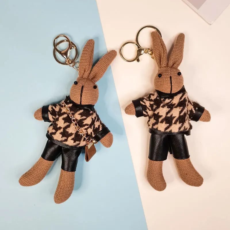 Cute Rabbit Plush Keychain Pendant Full Filling Bunny Doll Exquisite Stuffed Toy for Kids Decorative Gift Animal Theme