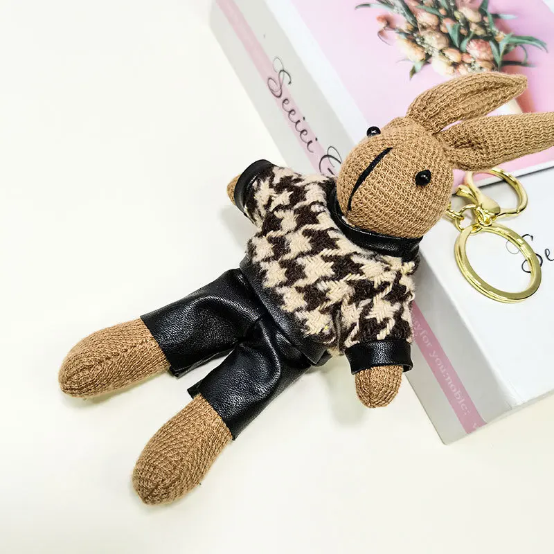 Cute Rabbit Plush Keychain Pendant Full Filling Bunny Doll Exquisite Stuffed Toy for Kids Decorative Gift Animal Theme