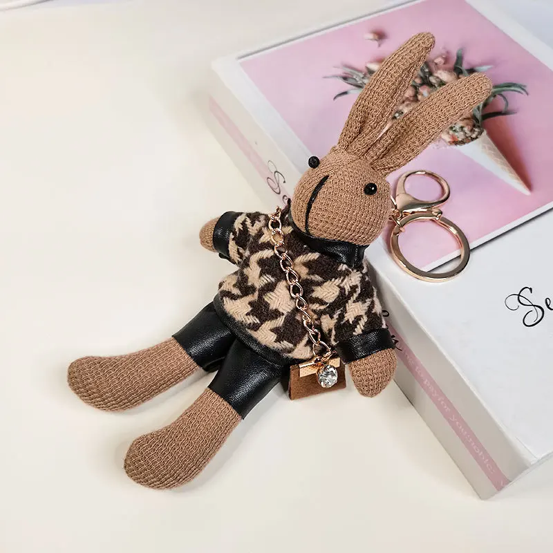 Cute Rabbit Plush Keychain Pendant Full Filling Bunny Doll Exquisite Stuffed Toy for Kids Decorative Gift Animal Theme