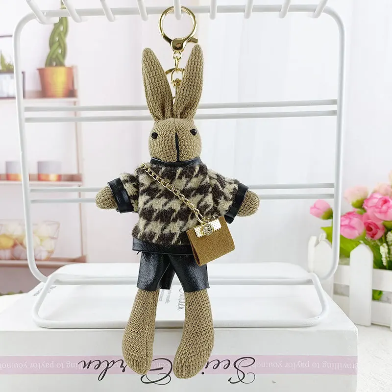 Cute Rabbit Plush Keychain Pendant Full Filling Bunny Doll Exquisite Stuffed Toy for Kids Decorative Gift Animal Theme
