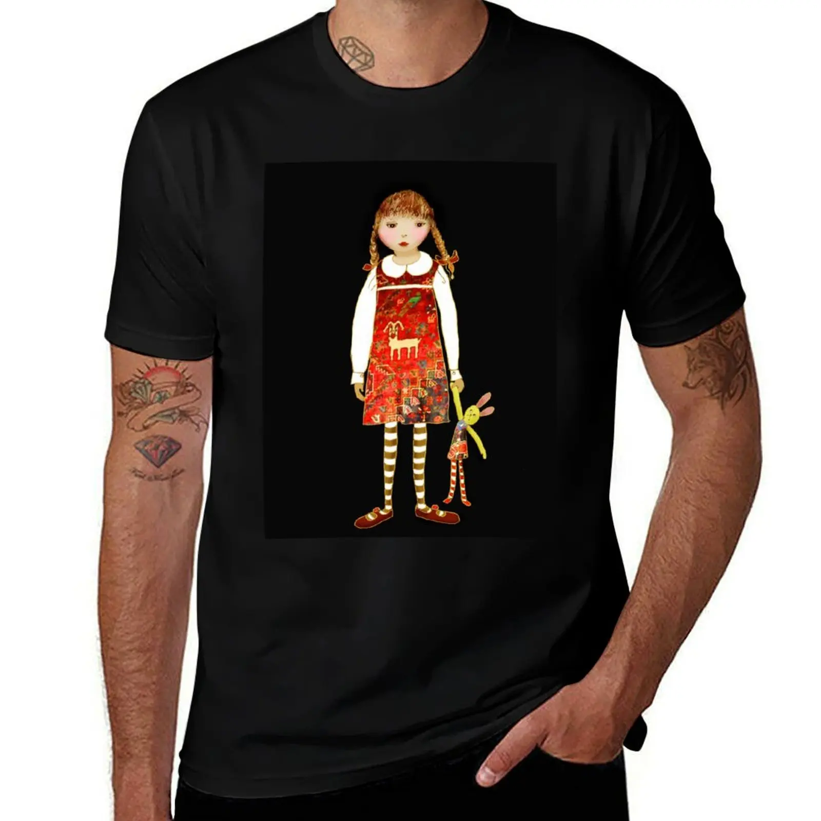 Little girl in Persian dress with bunny toy T-Shirt Breathable Gym Short Sleeve T-Shirt