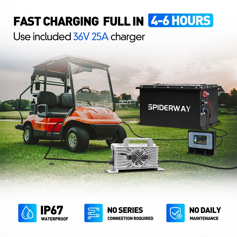36V(38.4) 105Ah Golf Cart LiFePO4 Lithium Battery With 36V 25A Fast Charger for Golf Cart Sloar Marine Off-Grid