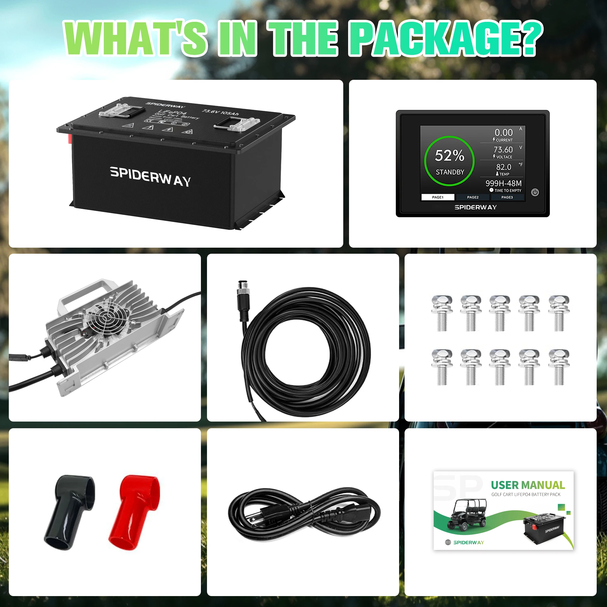 72V 105Ah LiFePO4 Lithium Battery With 72V 25A Fast Charger for GEM ICON Golf Cart