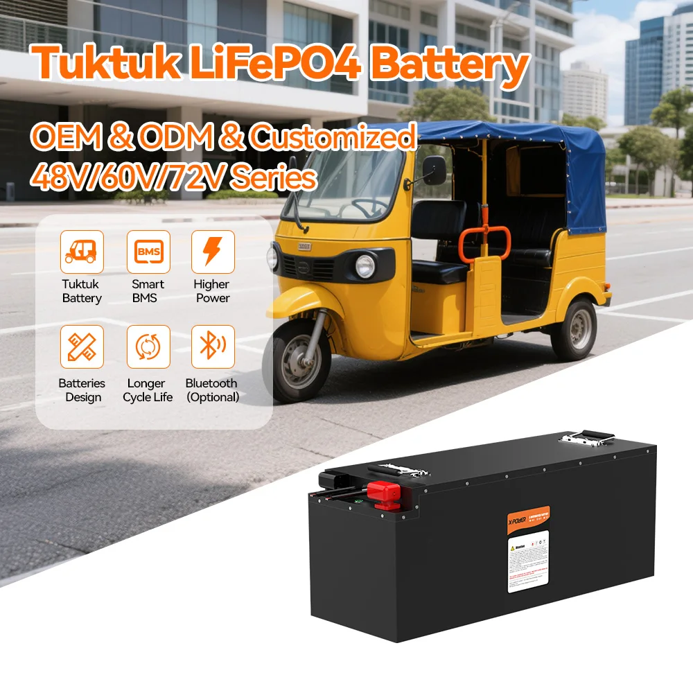Good Quality 76.8V 50Ah 125AH Three-Wheel Electric Tricycle Tuktuk Battery Smart Fast Charging Replacement Solution LiFePO4 120A