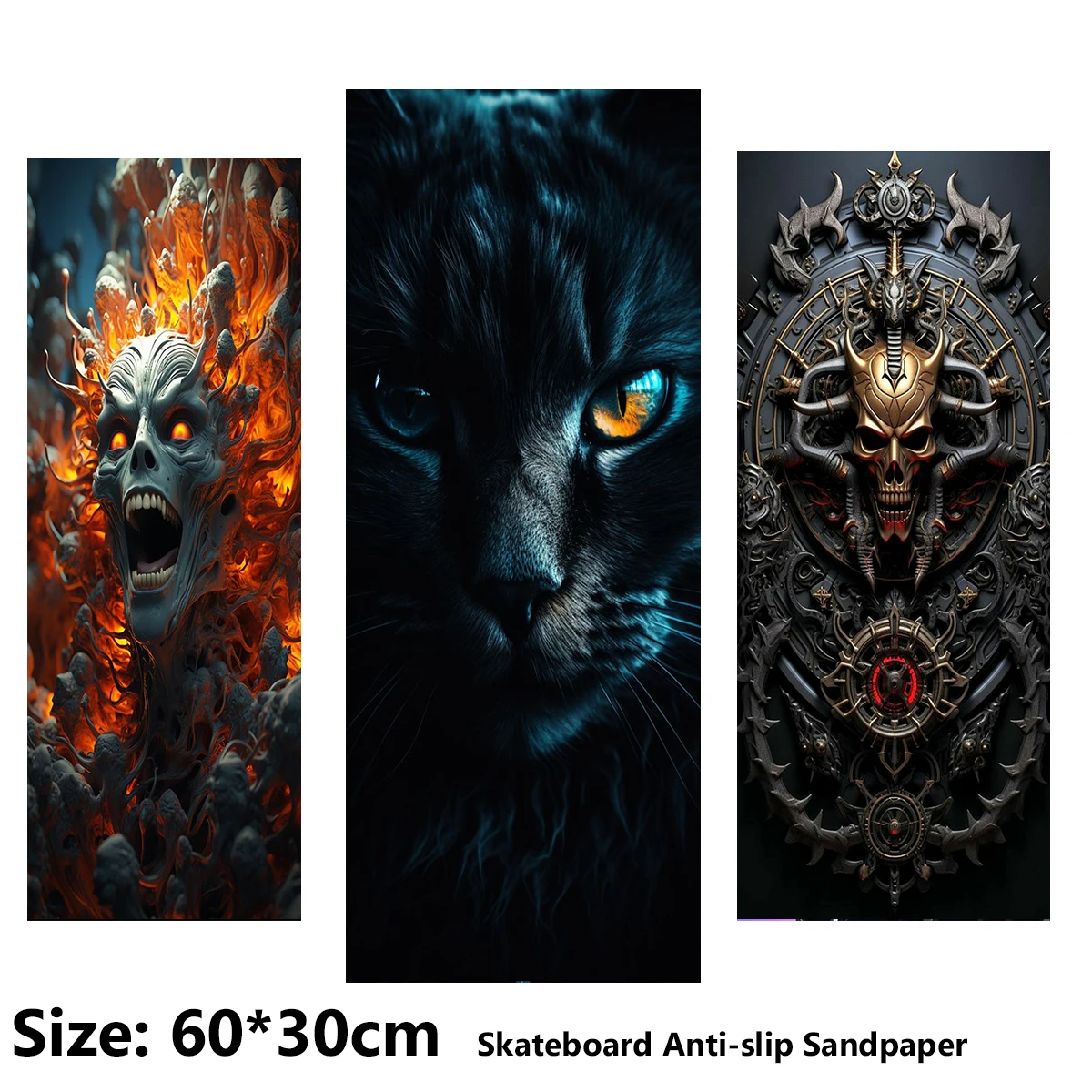 Warrior Skull Pattern Electric Scooter Anti-slip Sticker Sandpaper Skateboard Grip Tape Sheet 60*30cm