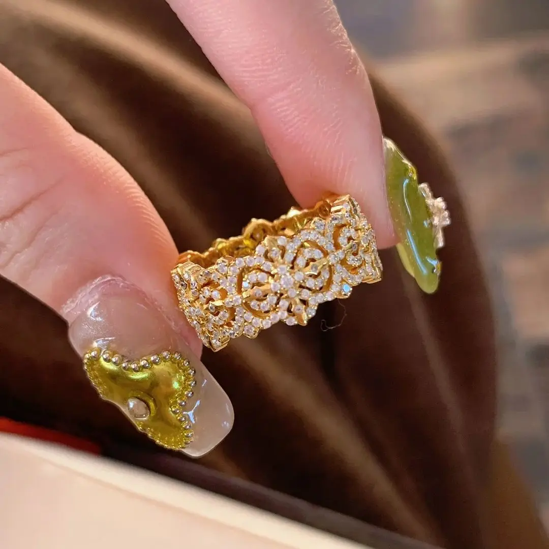 Gold Cross Vajra Pestle Silver Ring Light Luxury Premium Niche Design Micro Cross Ring Female