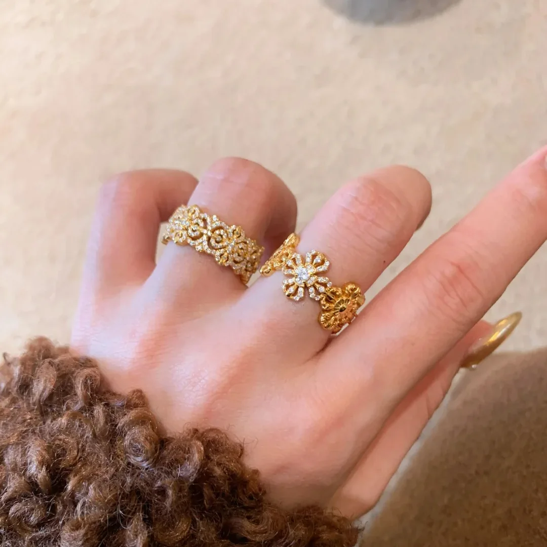 Gold Cross Vajra Pestle Silver Ring Light Luxury Premium Niche Design Micro Cross Ring Female