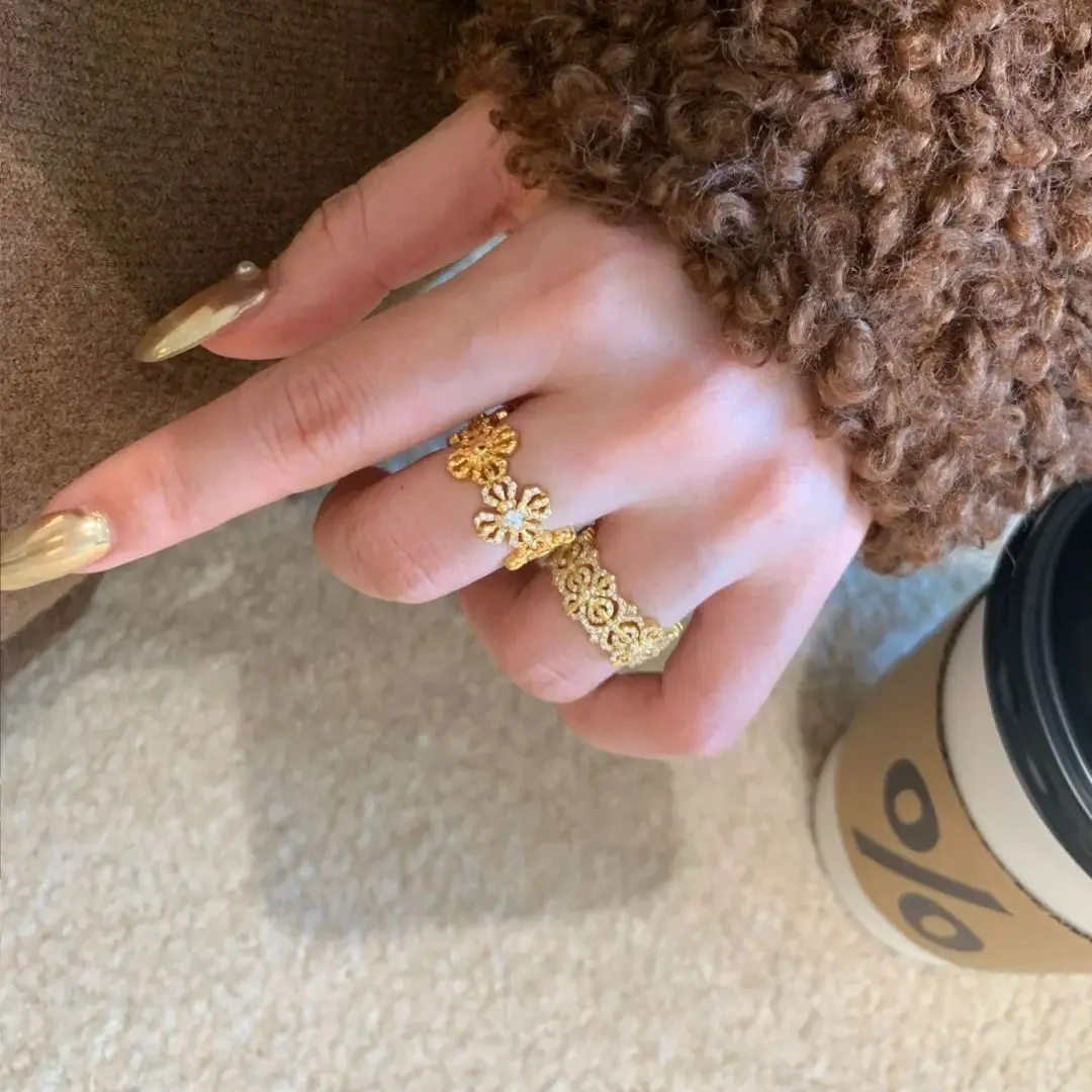 Gold Cross Vajra Pestle Silver Ring Light Luxury Premium Niche Design Micro Cross Ring Female