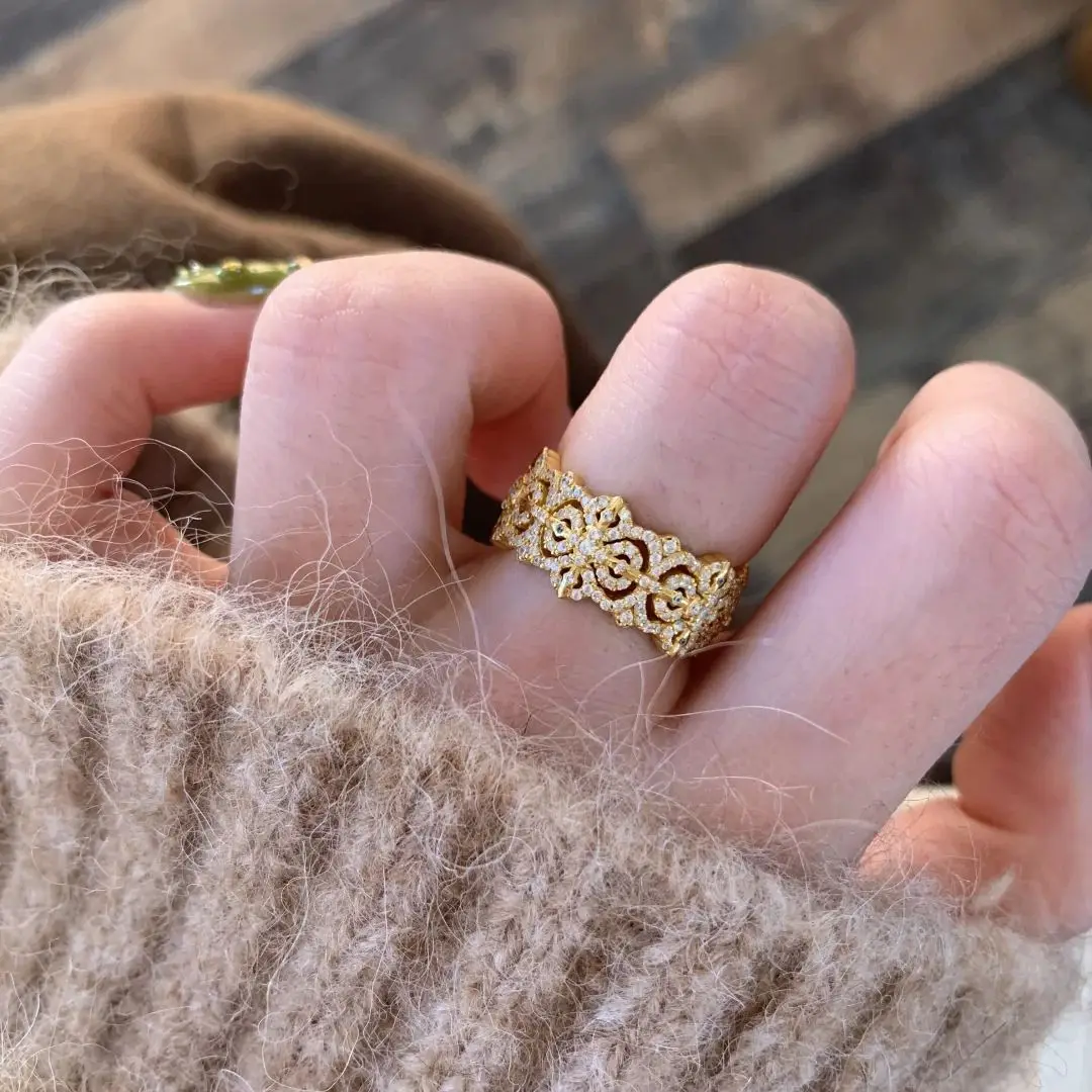 Gold Cross Vajra Pestle Silver Ring Light Luxury Premium Niche Design Micro Cross Ring Female