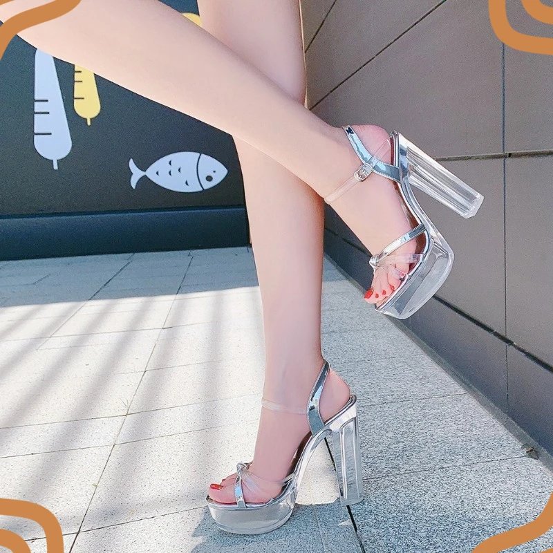 New Women's Shoes Fashion Transparent High Heel Sandals for Woman Elegant Evening Party Shoes Designer Shoes Sandalias De Mujer