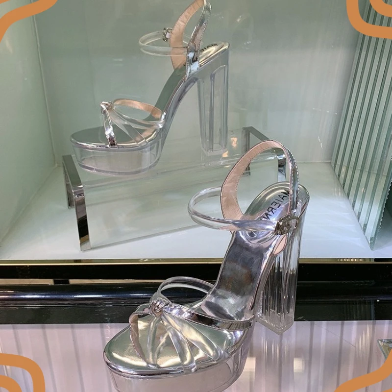 New Women's Shoes Fashion Transparent High Heel Sandals for Woman Elegant Evening Party Shoes Designer Shoes Sandalias De Mujer