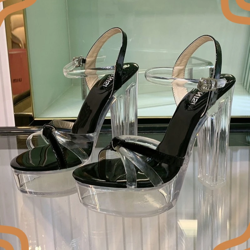 New Women's Shoes Fashion Transparent High Heel Sandals for Woman Elegant Evening Party Shoes Designer Shoes Sandalias De Mujer