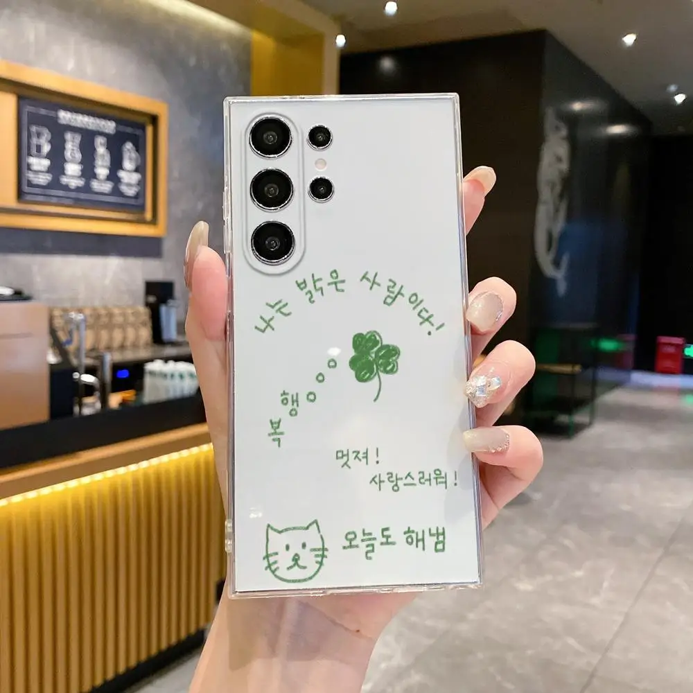 Korean Ins Letters Phone Case For Samsung Galaxy  S26 Ultra S25 FE S24 S23 S22 Plus S25 Edge S21 transparent soft shell Covers