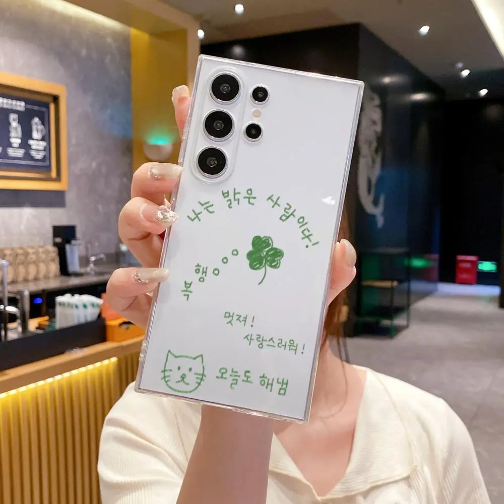 Korean Ins Letters Phone Case For Samsung Galaxy  S26 Ultra S25 FE S24 S23 S22 Plus S25 Edge S21 transparent soft shell Covers