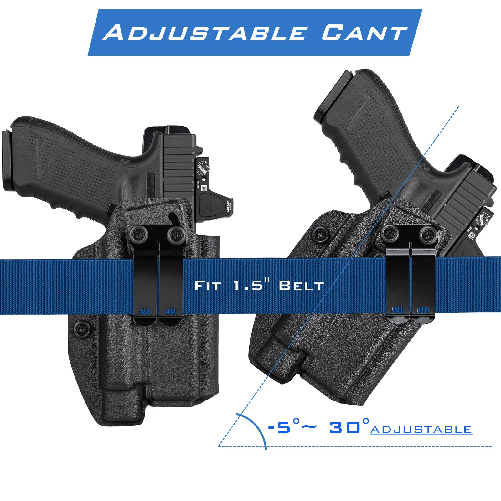 IWB Kydex Holster for Glock 17 19 19X 22 23 25 32 44 45 with Streamlight TLR-1 TLR-1HL TLR-1s Flashlight Inside Concealed Carry