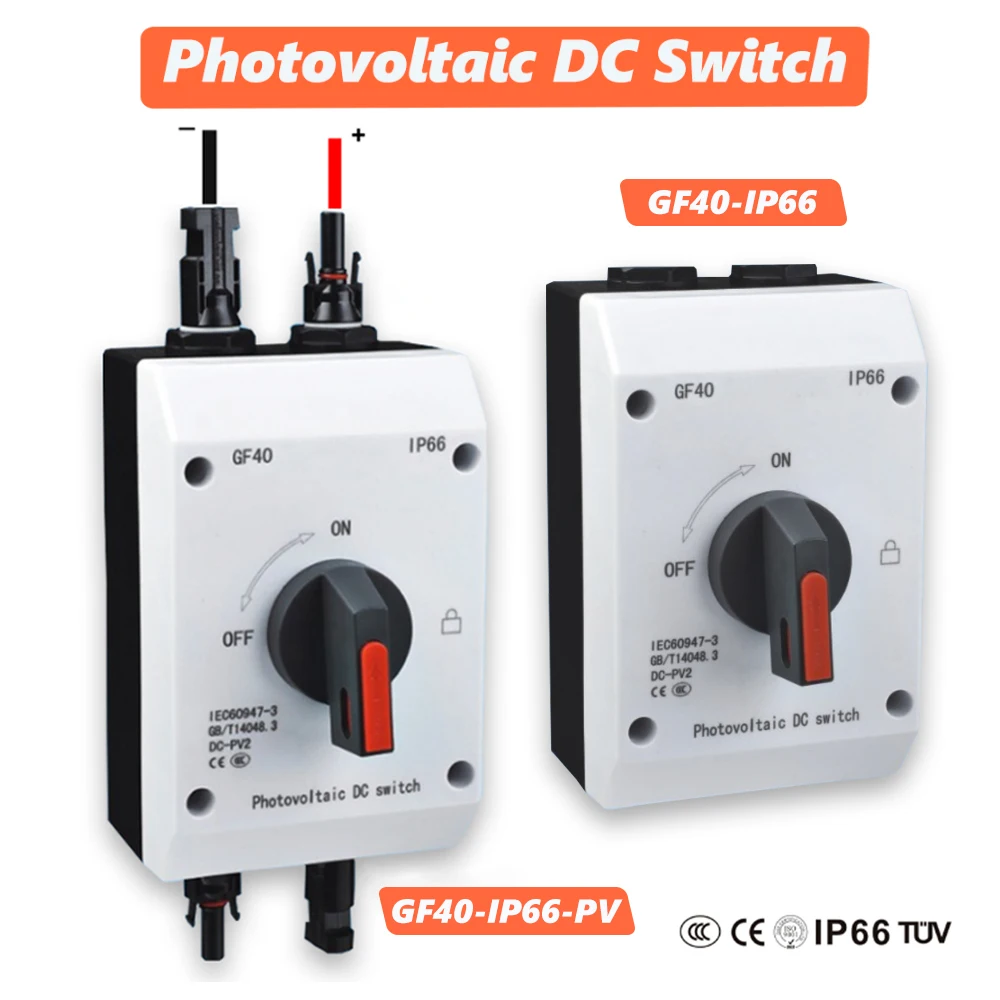 Solar Photovoltaic  Isolator DC Switch PV Disconnect  ON OFF 1000V 1200V 32 G40 Rotating Handle IP66 Waterproof