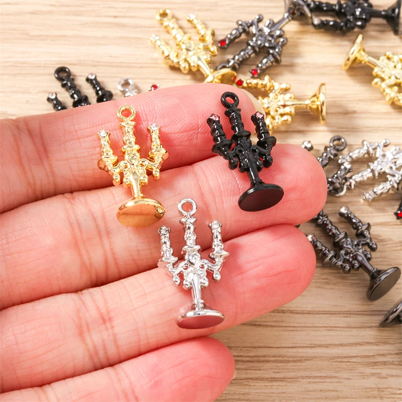 5pcs 13x23mm Cute Metal Candlestick Shape Charms Pendants for Jewelry Making Necklaces Earrings DIY Handmade Crafts Accessories