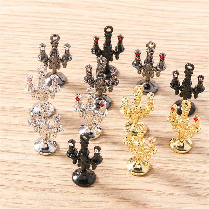5pcs 13x23mm Cute Metal Candlestick Shape Charms Pendants for Jewelry Making Necklaces Earrings DIY Handmade Crafts Accessories