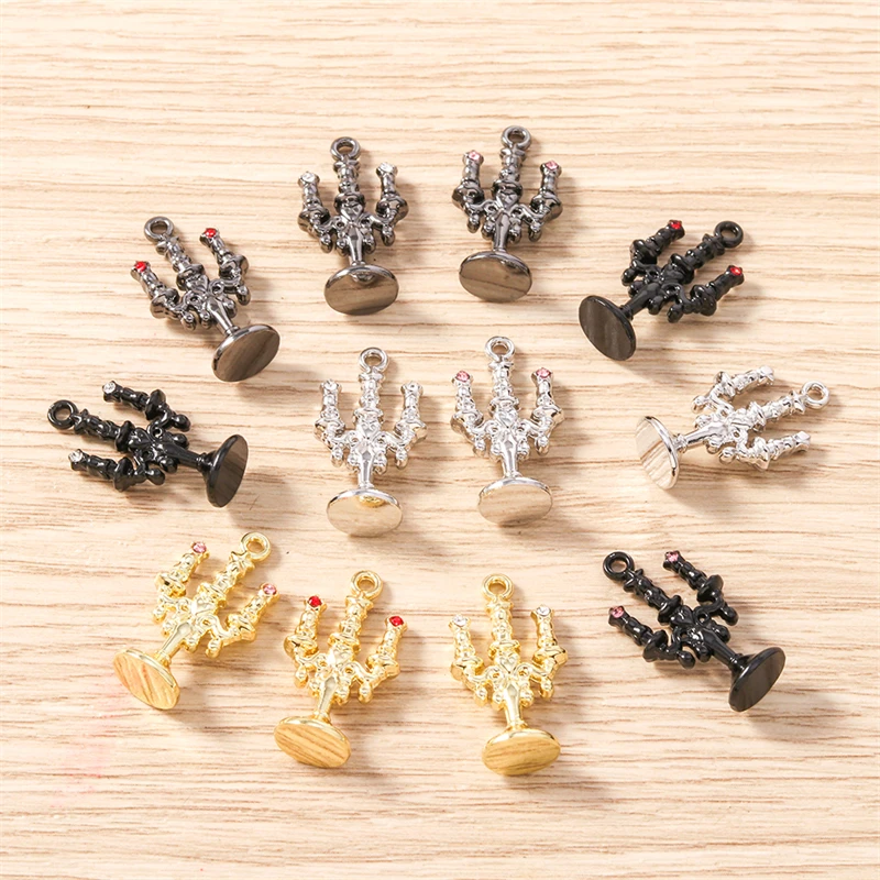 5pcs 13x23mm Cute Metal Candlestick Shape Charms Pendants for Jewelry Making Necklaces Earrings DIY Handmade Crafts Accessories