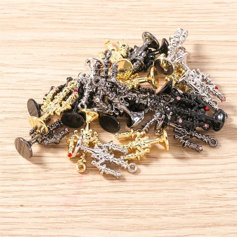 5pcs 13x23mm Cute Metal Candlestick Shape Charms Pendants for Jewelry Making Necklaces Earrings DIY Handmade Crafts Accessories