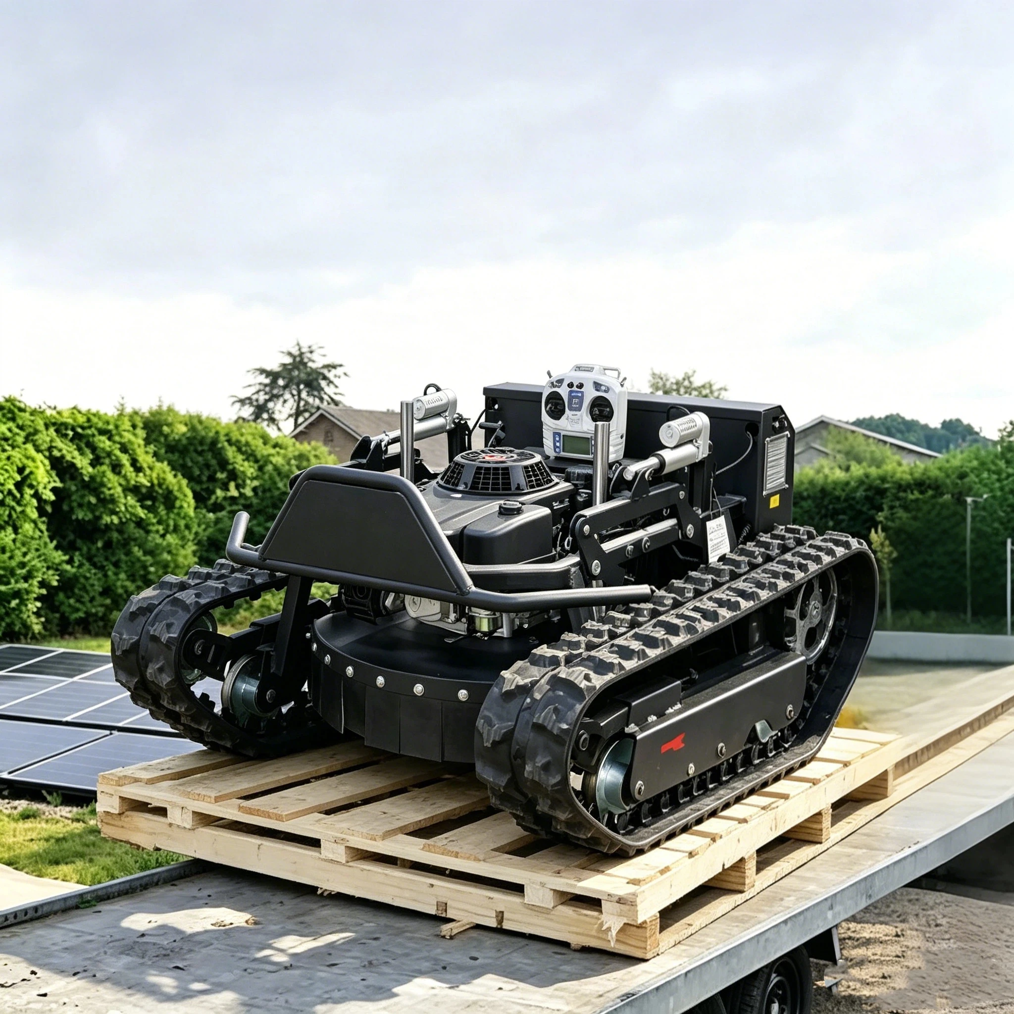 New Customized Wireless Remote Control Crawler Lawn Mower For Sloped Garden Farm Grass Cutting High Power Low Vibration
