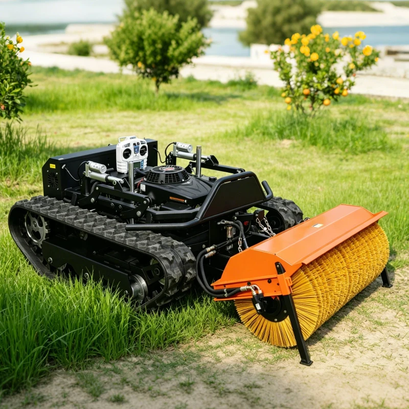 New Customized Wireless Remote Control Crawler Lawn Mower For Sloped Garden Farm Grass Cutting High Power Low Vibration