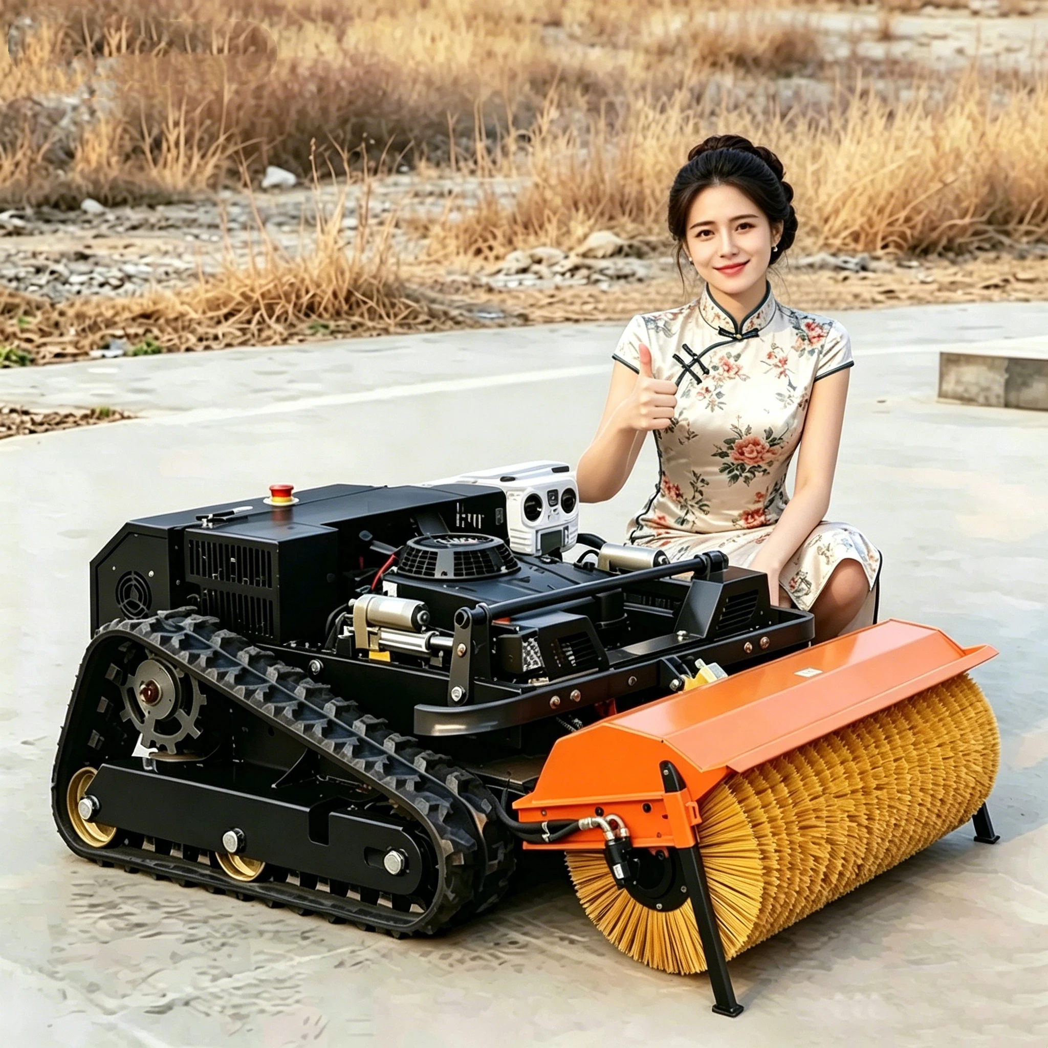 New Customized Wireless Remote Control Crawler Lawn Mower For Sloped Garden Farm Grass Cutting High Power Low Vibration