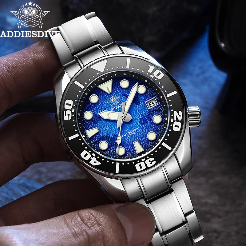 ADDIESDIVE Man Top Luxury Watch 200M Waterproof Super Luminous Sapphire Glass Wristwatch Stainless Steel Mechanical Watches