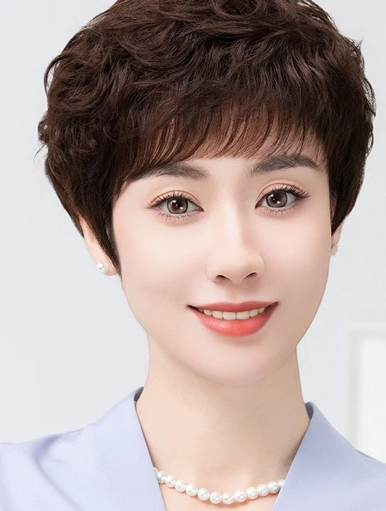 Wig women's full hood long-lasting perm braided hair short curly hair real hair