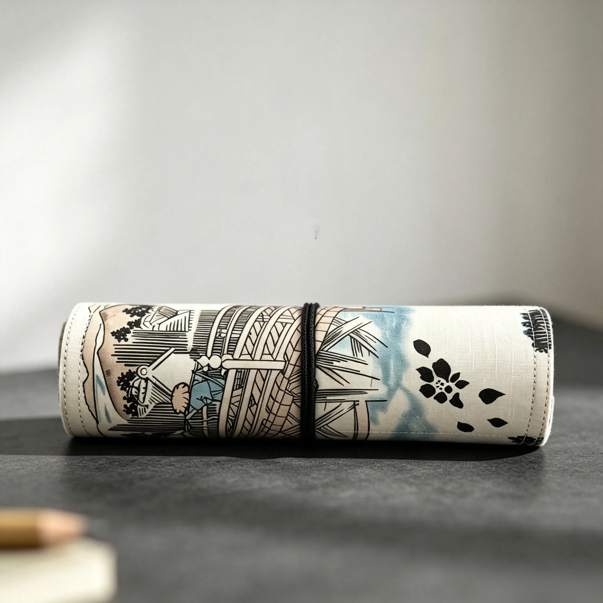 5-hole 7-hole Pen Roll; Handmade Fabric Portable Pen Storage Pen Pouch Pen Bag Roll Pen Roll 7hole Size 18x27cm