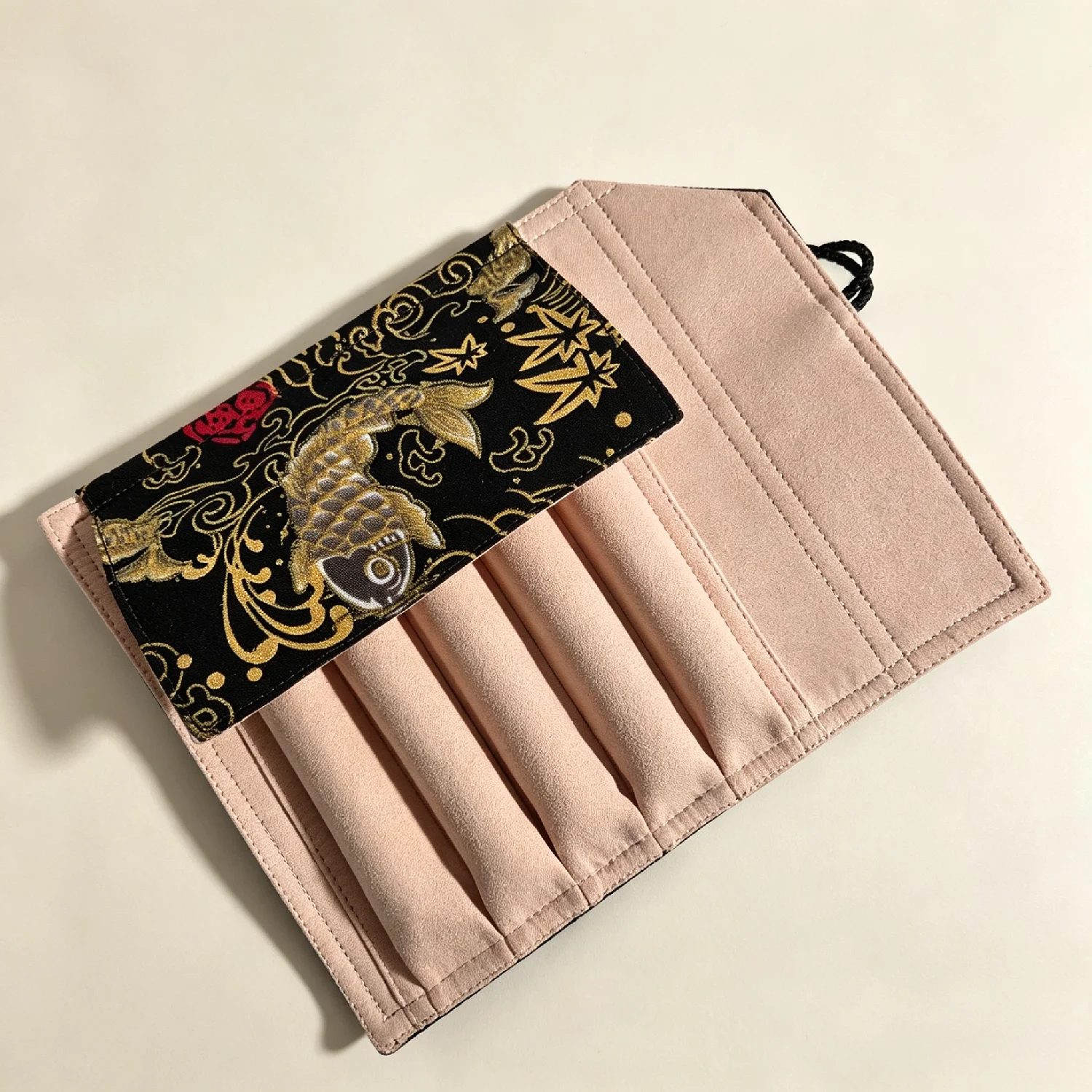 5-hole 7-hole Pen Roll; Handmade Fabric Portable Pen Storage Pen Pouch Pen Bag Pen Roll Koi Pattern
