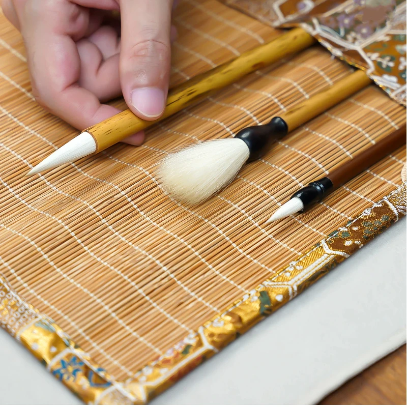 Artist Paint Brush Bag Chinese Style Portable Watercolor Soft Calligraphy Brush Storage Bags Sutdying Stationery For Students