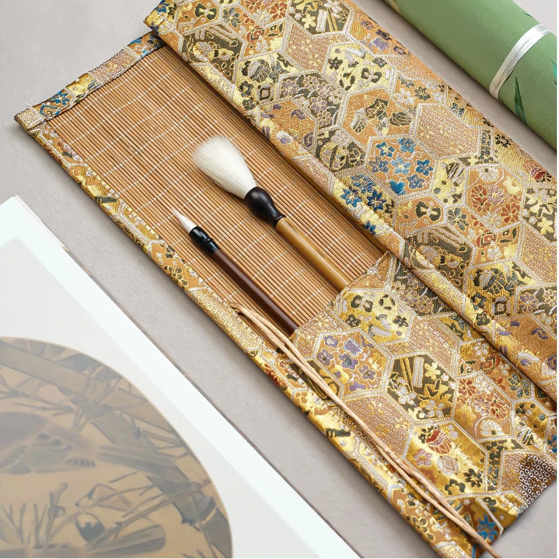 Artist Paint Brush Bag Chinese Style Portable Watercolor Soft Calligraphy Brush Storage Bags Sutdying Stationery For Students