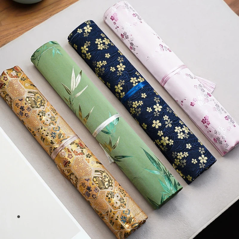 Artist Paint Brush Bag Chinese Style Portable Watercolor Soft Calligraphy Brush Storage Bags Sutdying Stationery For Students