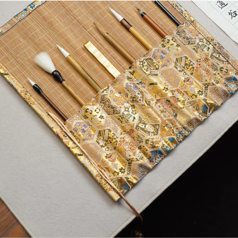 Artist Paint Brush Bag Chinese Style Portable Watercolor Soft Calligraphy Brush Storage Bags Sutdying Stationery For Students