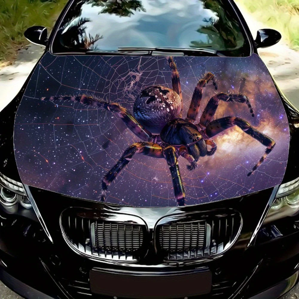 Spider; Starry Sky; Strange; Cool;Artistic; Festive; Colorful; Gift;Car Hood Decal Sticker, Motorcycle and Truck Decal, Self-adh