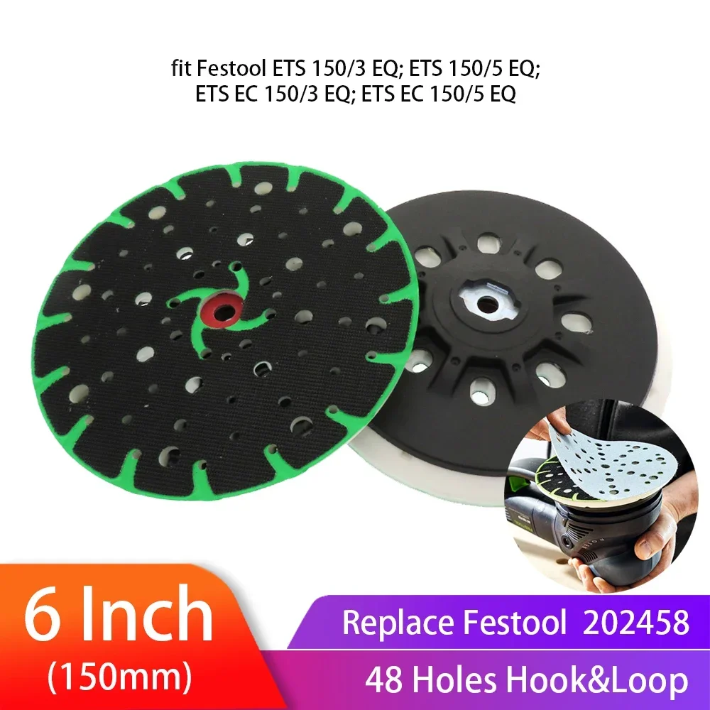 6 Inch(150mm) 48-Hole Dust-Free Hard Back-up Sanding Pad Soft Grinding Pad for 6