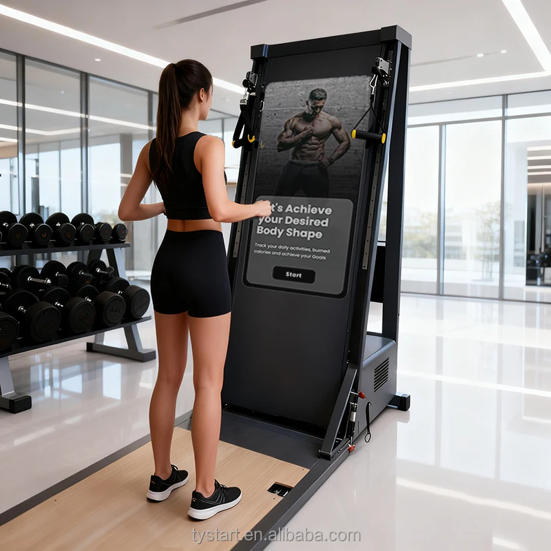 Tystart Ai Smart Fitness Mirrors Floor Standing 32/43 Inch Luxury Full Home Gym Cable Durable Simple Style For Indoor Workout