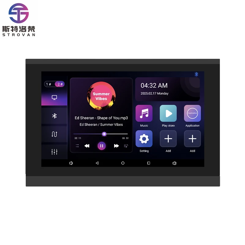 7 Inch Touch Screen 2 Zone Smart Audio Wall Amplifier Buletooths Android TF USB AUX Background Music Player Home Theater Systems