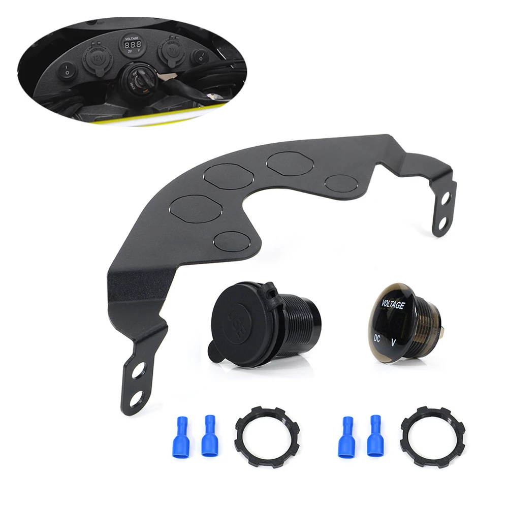 Motorcycle Lower Dash Panel Aftermarket Fit For Kawasaki KLR650 2008-2018 KLR 650 Double USB Waterproof Socket 12V Voltmeter