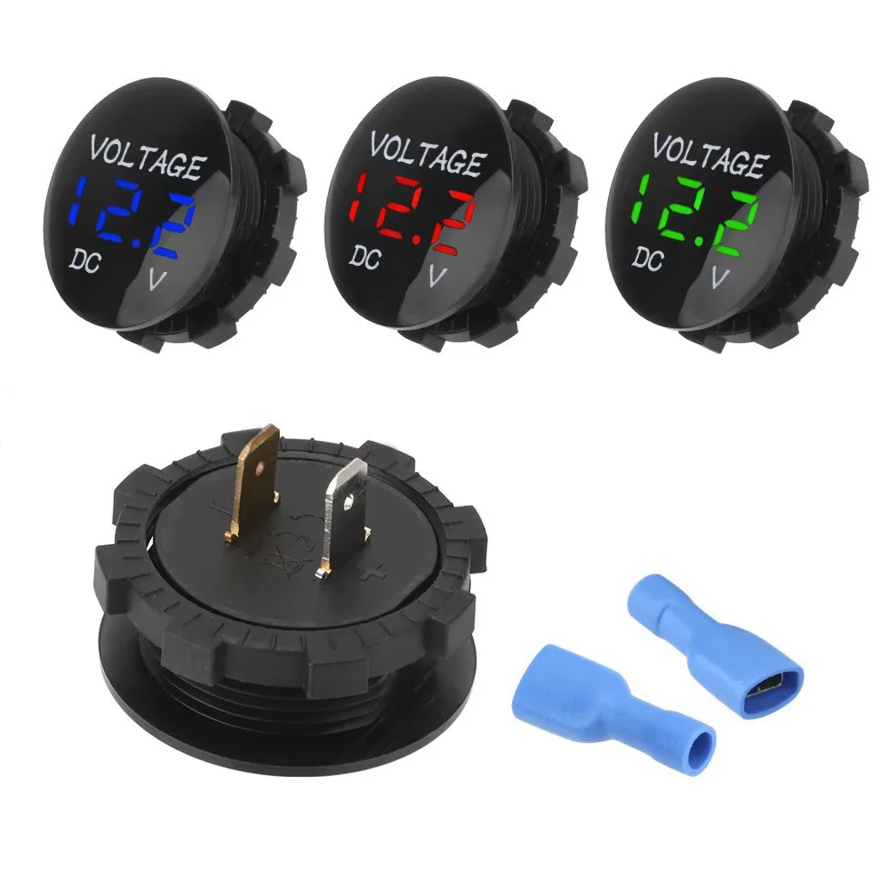 LED Digital Voltage Meter Car Motorcycle Voltmeter Voltage Tester Connector for Car Auto Motorcycle DC12V 24V Waterproof