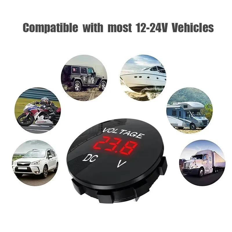 LED Digital Voltage Meter Car Motorcycle Voltmeter Voltage Tester Connector for Car Auto Motorcycle DC12V 24V Waterproof