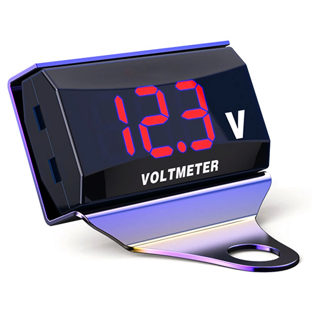 Red LED Universal Motorcycle Digital Voltmeter Display Waterproof Voltage Meter 10-150V