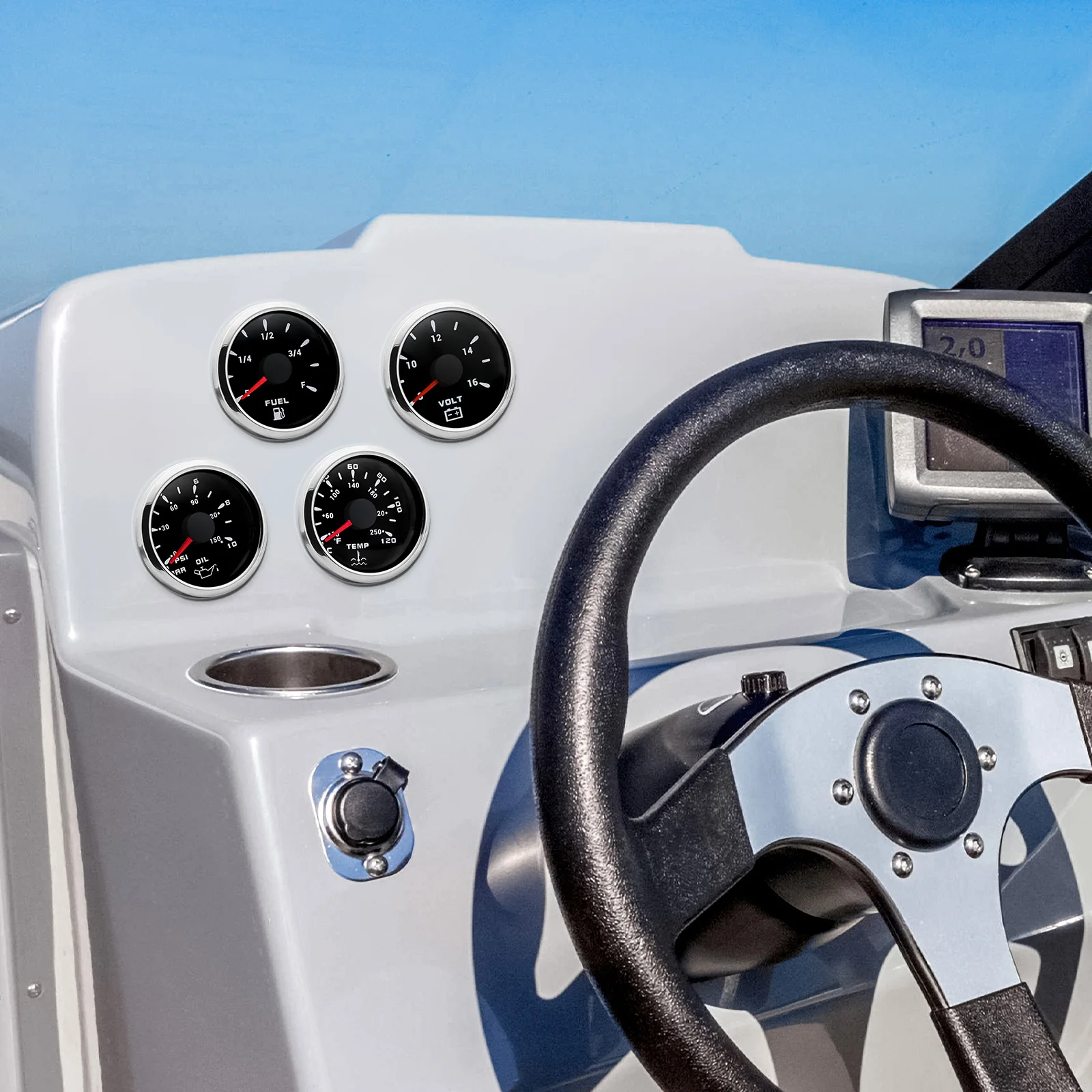 4 Gauges Set Oil Pressure Gauge Fuel Level Gauge Water Temp Meter Voltage With Sensors For Marine Boat Yacht Car Universal