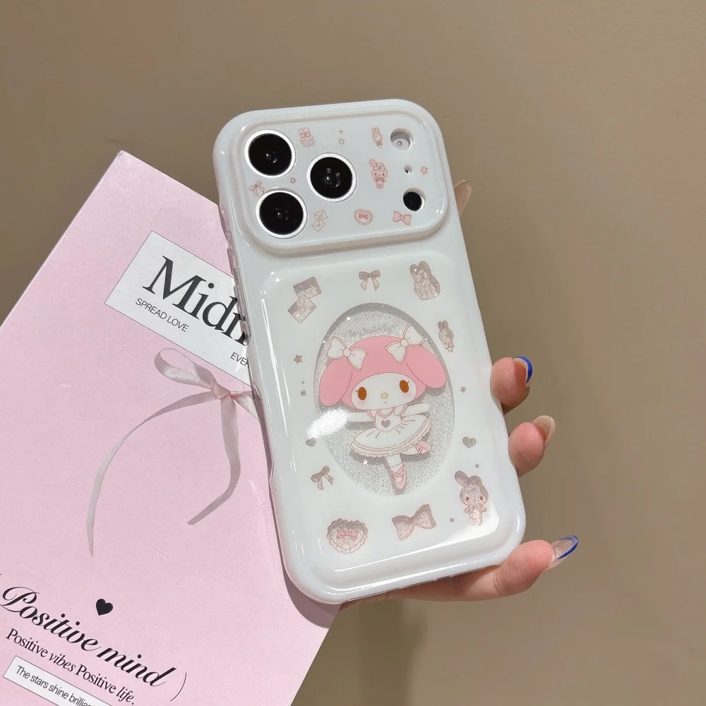 Korean INS Kawaii Ballerina Girl White Glitter Phone Case for iPhone 17Pro 15 16 17 Pro Max 15Pro Cute Shocking Sweet Girls Case